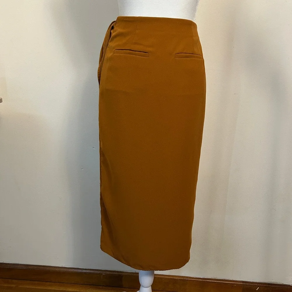 & Other Stories Wrap‎ Midi Skirt Burnt Orange Ochre Size 0 Paris Atelier